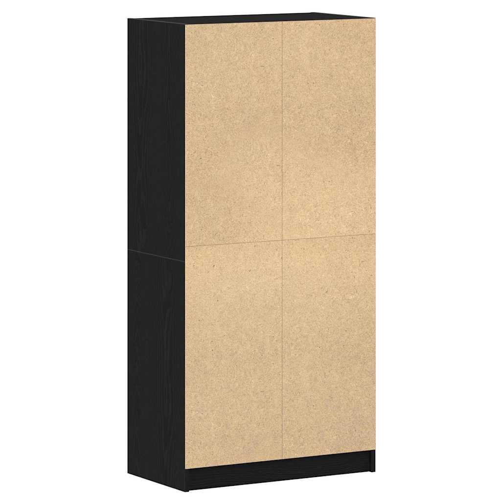 Hochschrank mit Türen Schwarz Eiche 68x37x142 cm Holzwerkstoff
